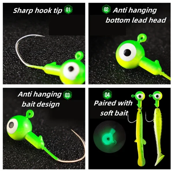 9PCS Jig Head Hook 0.8g/1.75g/3.5g/5g Crank Mix Colors Fishing Hook head Jig Lure Hard Bait Soft Worm Jig Hookfor Fishing Tackle - Image 4