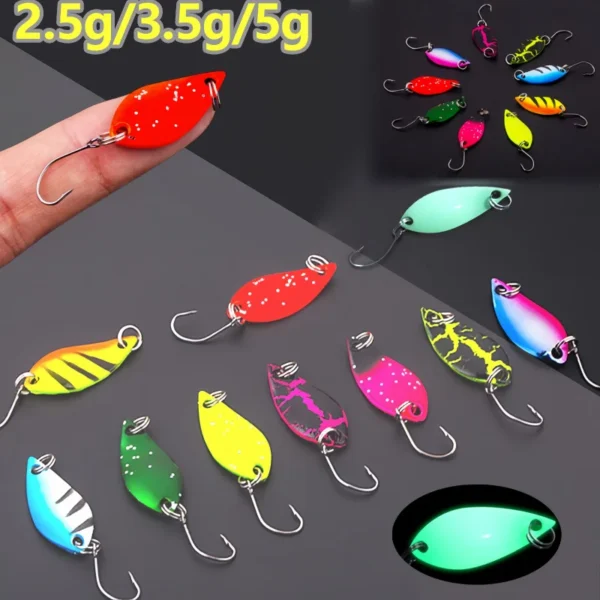 2.5g/3.5g/5g Spinner Spoon Fishing Lure Metal Single Hooks Scoop-Shaped Rotating Sequins Wobbler Treble Hook Bass Pesca Tackles - Image 1