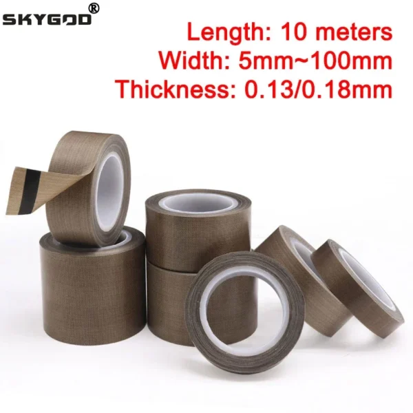 PTFE Tape Adhesive Cloth Insulated Vacuum High Temperature Resistant Sealing PTFE Tapes Width 5~100mm Thickness 0.13mm 0.18mm - Image 1
