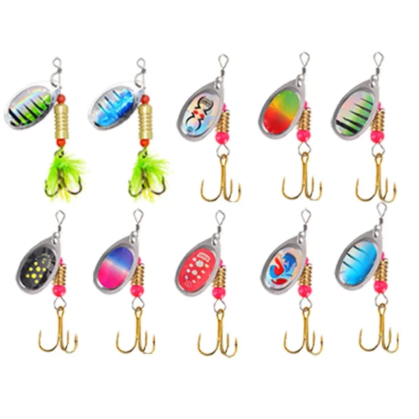 10Pcs/box Waterdrop Spinner Spoonbait Crankbaits Fishing Wobblers Pike Crochet Kit Artificial Bait Metal for Freshwater Seawater - Image 6
