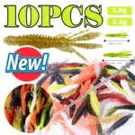 10PCS Soft Floating Shrimp Larva Baits 1.8g-2.2g Silicone Shrimp Fishing Lures Rubber Worm Swimbaits Pike Wobblers Bait Tackles