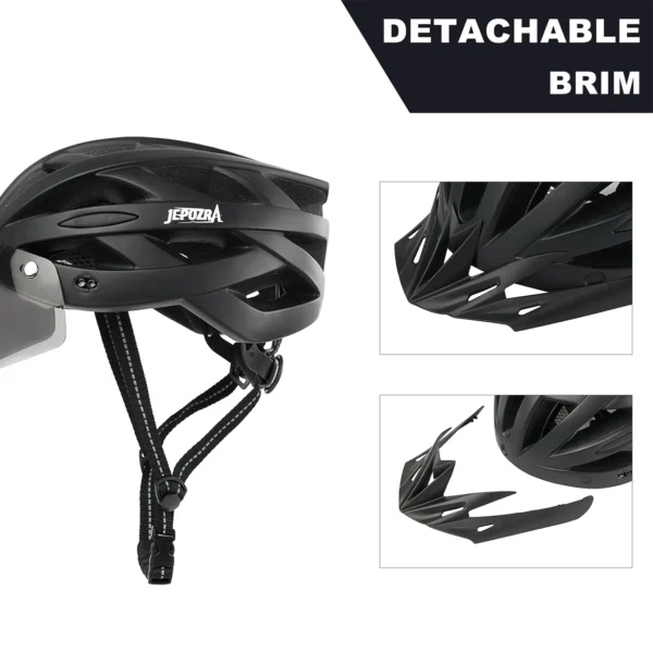 LED Bike Helmet with Sun Goggle Visor for Men, Rechargeable Bicycle Helmet, Sunglasses Shield, Road MTB Cycling Helmets - Image 6