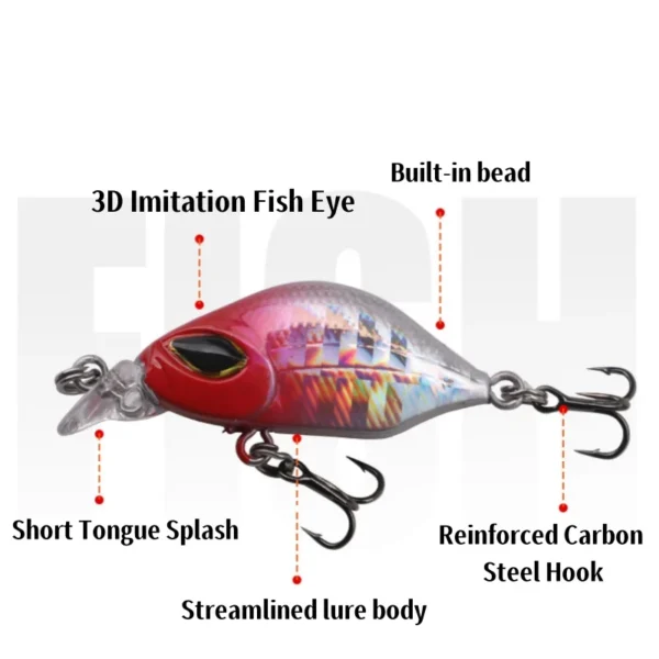 Mini Slow Sinking Fishing Lures 3D Simulation Fish Lure Crankbaits Hard Baits for Bass Trout Freshwater Saltwater Fishing Lures - Image 2