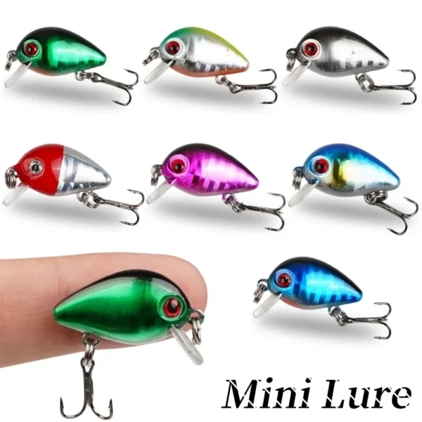 Mini Crankbaits Artificial 3D Eyes Fishing Hard Bait Lifelike Fishing Lure with Trident Hook Topwater Lures for Trout Bass Perch - Image 1