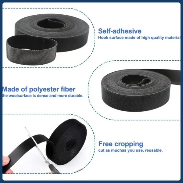 5Meter/Roll Reusable Cable Tie Width 10 15 20 25mm Hook Loop Bundle DIY Accessories Double-sided Straps Wire Management Fastener - Image 3