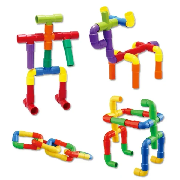 Color Water Pipe Building Blocks Children DIY Assembling Pipeline Tunnel Plastic Splicing Building Blocks Kids Educational Toys - Image 2