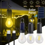 Led Tungsten Bulb Outdoor Retro Camping Light Tent Light Waterproof Emergency Lamp Bulb Solar Charging Hanging Lamp USB Charge