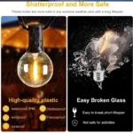 G40 Solar String Lights Outdoor 8Mode Solar Globe String Bulb Patio Hanging Lights Waterproof Garden Pergola Bistro Deck Decor - Image 3