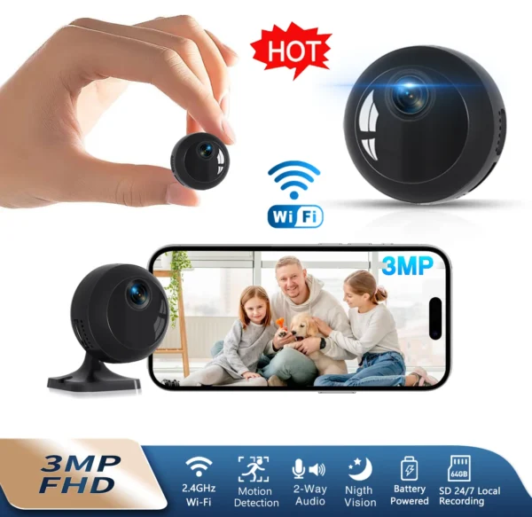 2.4GHz Wi-Fi mini security camera, 1080p HD night vision baby monitor, pet camera with mobile app, motion detection - Image 1