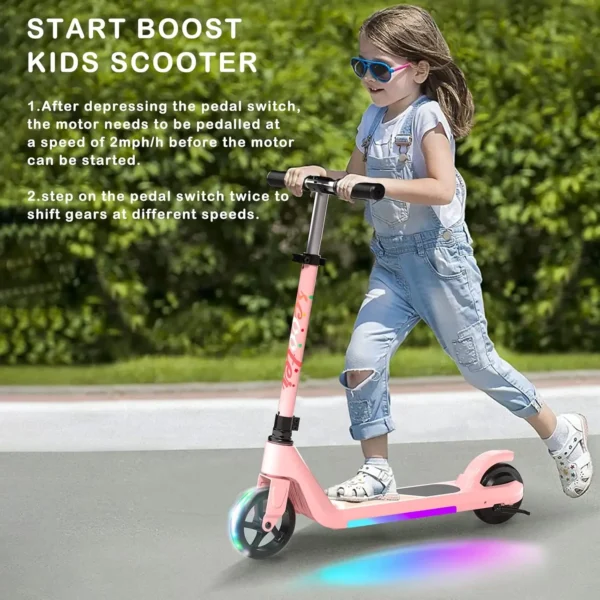 Electric Scooter for Kids Age 6-10, Kick-Start Boost Scooter with Adjustable Speed and Height, Flash Wheel & Deck Lights - Image 6