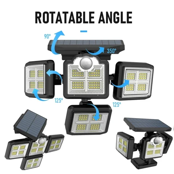 138/198/333 LED Solar Lights Outdoor Motion Sensor Human Induction Adjustable Head IP65 Waterproof Solar Power Wall Lamp - Image 4