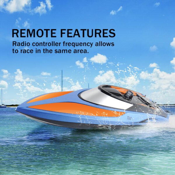GizmoVine 2021 Version (H102)-T02 Remote Control Boat High Speed (20MPH+) RC Boats for Pools and Lakes with Extra Battery for Kids and Adults , Blue and Orange - Image 14
